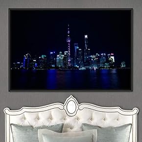 signwin Framed Canvas Wall Art City Illuminations Aerial...