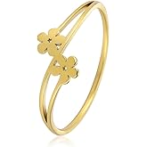 JESMING Minimalist Double flower Ring Gold, Silver Stainless Steel Accessories Size 7-11 Polished Jewelry Delicate Everyday Stackable Rings for Women