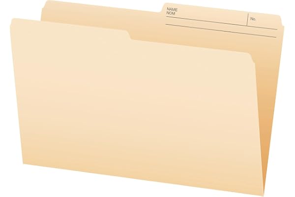 Pendaflex File Folders, 1/2 Cut Tab, Legal Size, Manila, Durable Paper Stock, Box of 100, Ideal for Office/Home/School Organi