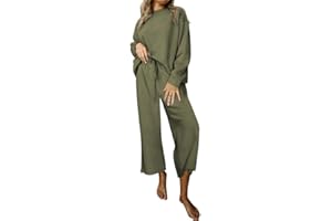 SHEWIN Women's 2 Piece Outfits Sweatsuit Casual Long Sleeve Pullover Tops and Drawstring Wide Leg Pants Lounge Sets