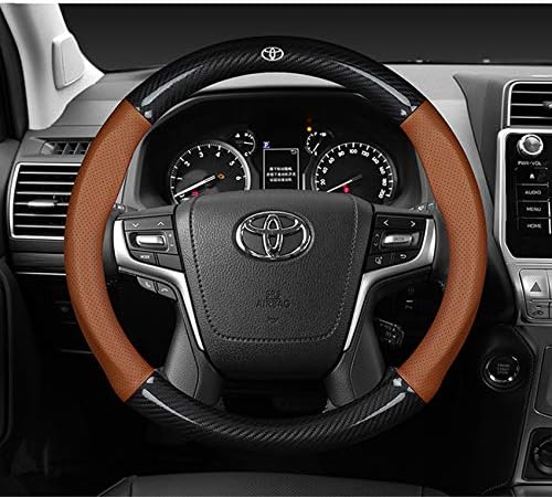 Lyq Ong Toyota トヨタステアリングカバー ハンドルカバー ホイールカバー 86 ハイエース0系 プリウス カムリ プラド マークxノア専用ロゴ カーボン調 本革 メッシュデザインステアリング内装パーツ 車内装38 Mサイズ 4色選択 並行輸入品 ブラウン Lyq Ong Toyota トヨタステアリングカバー ハンドルカバー ホイールカバー 86 ハイエース0系 プリウス カムリ プラド マークxノア専用ロゴ カーボン調 本革 メッシュデザインステアリング内装パーツ 車内装38 Mサイズ 4色選択 並行輸入品 ブラウン
