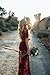 Wicky LS Women's Sexy Short Sleeve Long Dress Low V-Neck Lace Romper (M, Wine Red)