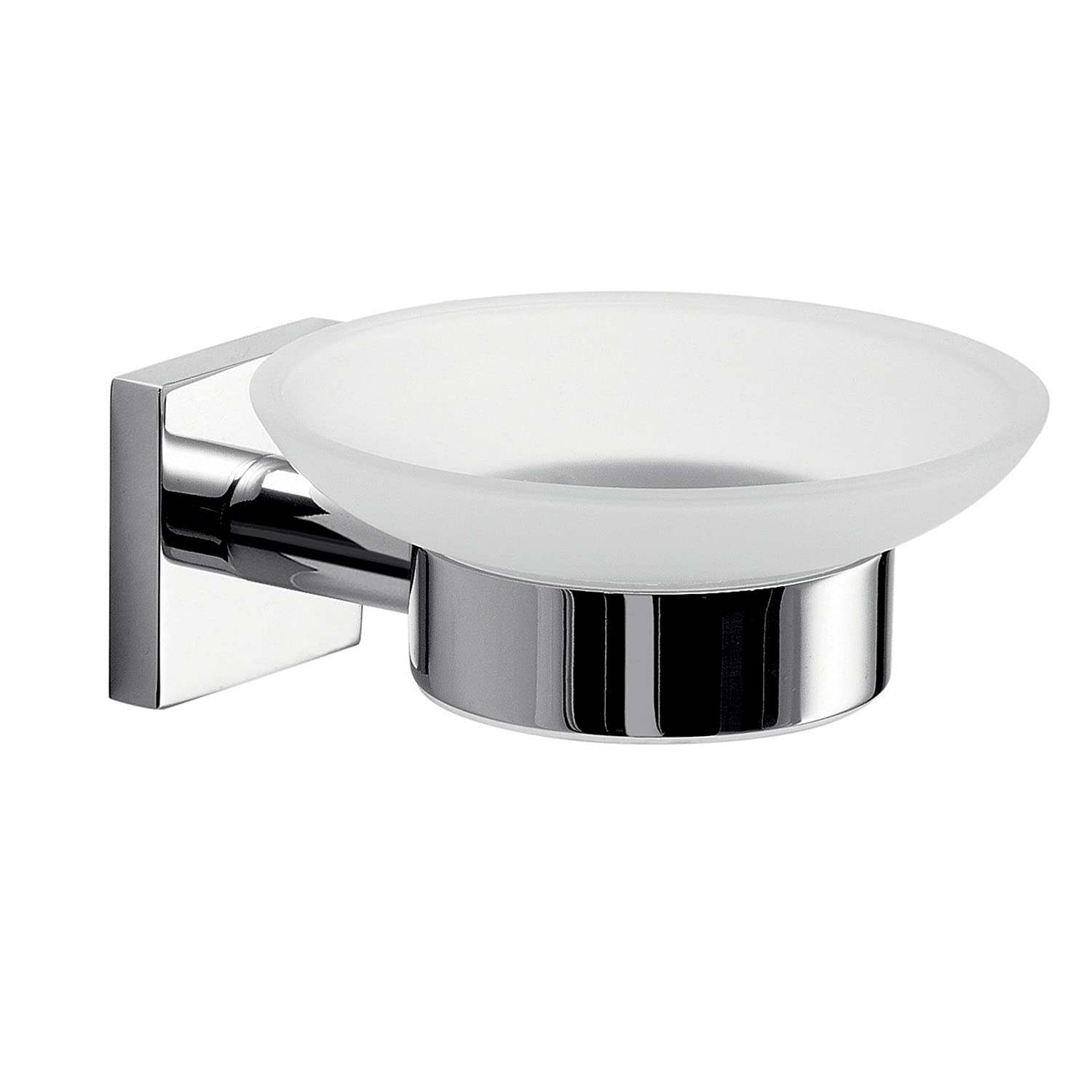 Gedy Manila Soap Holder, Chrome Color, Components Made of 304 Stainless Steel, Cromall and Satin Glass, 15 Year Warranty, Measures 5.4 x 10.8 x 12.9 cm and Weight 0.1 kg, Design R&D, Unique