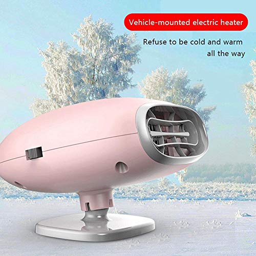 Portable Car Heater Defroster, Upgraded 12 V Fast Heating Car Windscreen Demister Heater, 360° Rotating 2 in 1 Auto Heating Cooling Fan with Plug in Cigarette Lighter for Vehicle Trucks (Black)