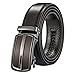 Men's Leather Belt Automatic Buckle Ratchet Slide Dress Belt Holeless 50 inch Brown