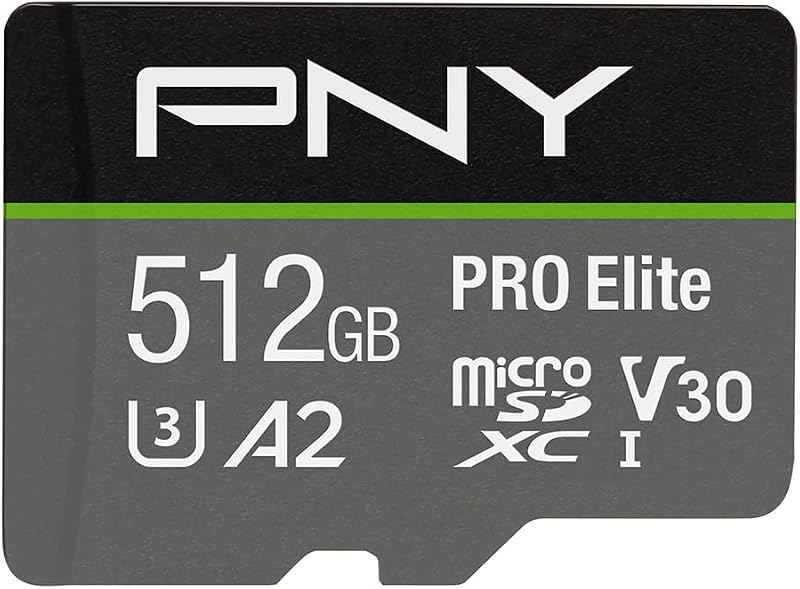 PNY U3 Pro Elite MicroSD Card 512GB P-SDUX512U3100PRO-GE