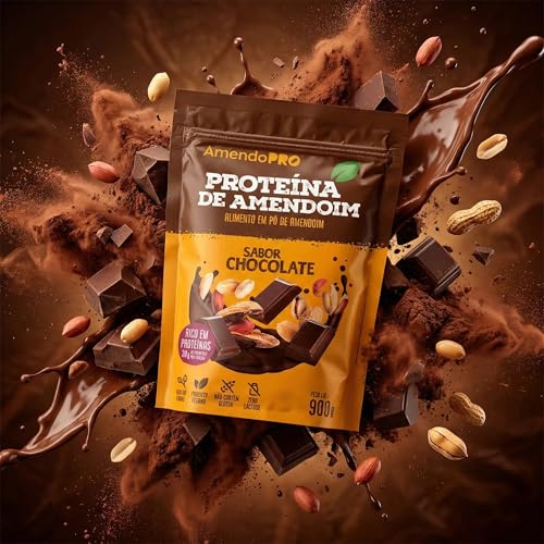 AmendoPro – Pó de Proteína de Amendoim – Nutrição Vegetal com Alto Teor de Proteína – Rico em Fibras e Minerais Essenciais (900 g, Chocolate)