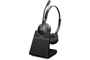 Jabra Engage 55 Stereo Wireless Headset with DECT Adapter and Charging Stand – Noise-Cancelling Microphone, Extensive Range –
