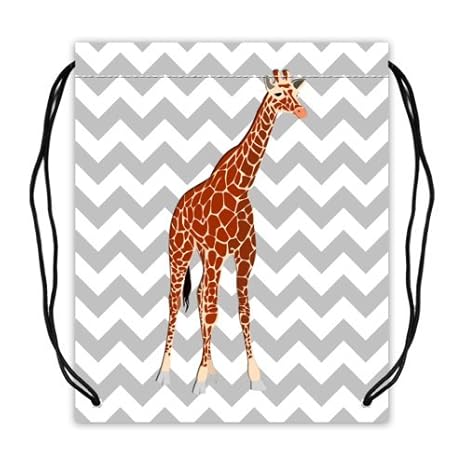 Animales jirafa arte con gris y blanco patrón de Chevron bolsa ...