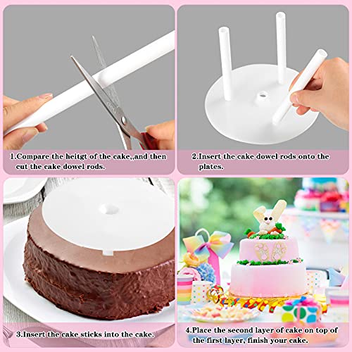 36 Pieces Cake Dowel Rods Set 20 White Cake Supports Rods for Stacking and 4 Plastic Cake