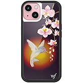 Wildflower Cases - Compatible with iPhone 15 | Protective Black Bumper, 6.5ft Drop Test Certified, Women Owned Small Business | Nature Floral Aesthetic Trendy Cute | Hummingbird