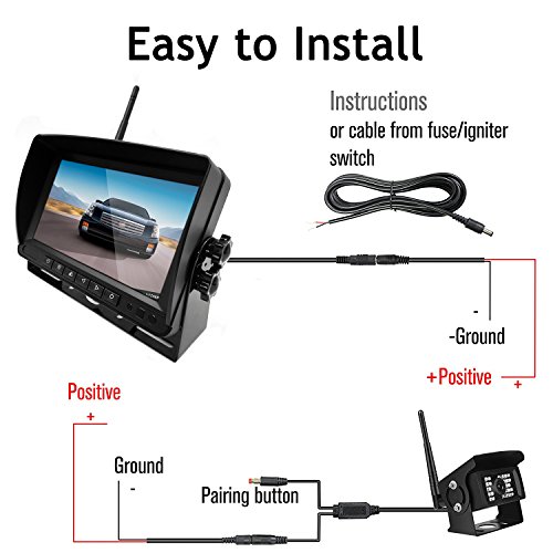 Digital Wireless Backup Camera System Kit HD Waterproof Strong Anti-interference 7 inch LCD With Night Vision Rear View Reversing Security Monitor Set For Truck/Trailer/Van/Bus/RV (7 inch) - Thumbnail 2