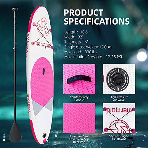YASKA Inflatable Stand Up Paddle Board,(10'6''×32''×6'') Sup