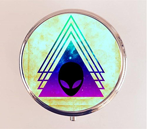 Occult Alien Pill Box Pillbox Case Holder Trinket Box Triangle UFO Outer Space Universe Surreal