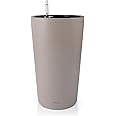 Dexceder 22x13 Tall Self Watering Planter High Cylinder Indoor Outdoor, Thickened Large Floor Standing Flower Plant Pot with Water Level Indicator (Taupe Matte)