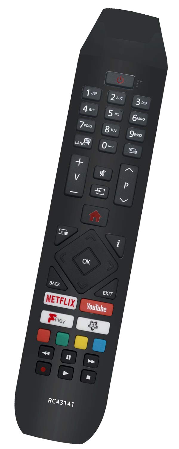 ALLIMITY RC 43141 Remote Control Replace for Hitachi Smart TV with Netflix Fplay Youtube Buttons 32HB26J61U 32HB26T61UA 50HB26T72U 24HB21T65U 32HB26T61U 43HK25T74U 50HK25T74U 24HB21J65U