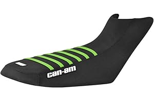 Enjoy Mfg Seat Cover - Compatible Fit for The 2017-2021 Can Am Outlander Max 450 570 650 850 1000 - #292 (All Black/Green Ribs)