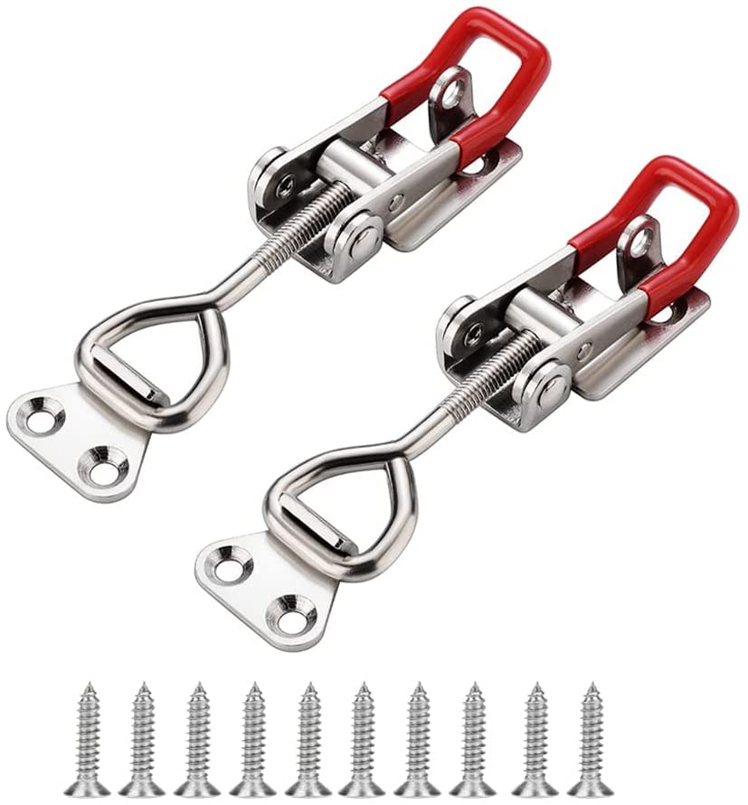 IMAGINE 2pc 4003 Adjustable Toggle Latch Clamp Smoker Latch Clamps 1322Lbs 600Kg Holding Capacity Heavy Duty Large Toggle Latches,Pull Toggle Clamp Latch with 10 Screws(180mm)