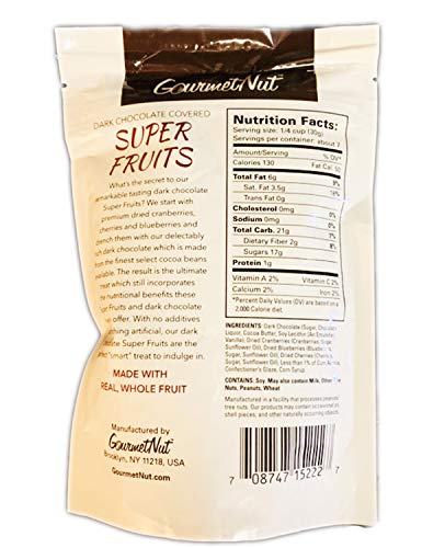 GourmetNut Dark Chocolate Covered Super Fruits 7 Oz! 3 Flavors, Strawberry, Blueberry and Cherry! Delicious And Healthy Snack! Choose Your Snack! (Fruits)