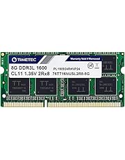 Timetec 8GB DDR3L / DDR3 1600MHz PC3L-12800 / PC3-12800 Non-ECC Unbuffered 1.35V / 1.5V CL11 2Rx8 Dual Rank 204 Pin SODIMM Laptop Notebook PC Computer Memory RAM Module Upgrade (8GB)