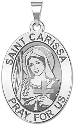 Saint Carissa OVAL Religious Medal - Available in Solid 14K Yellow or White Gold, or Sterling Silver