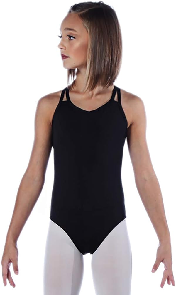 Alexandra Collection Women's V-Neck Criss Cross Back Strap Leotard Body Suit: Clothing
