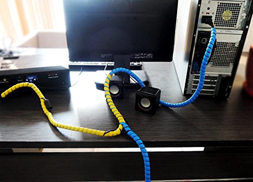 ZZ Lighting 6.5Ft 30mm Cable Management PP Hose Protector Sleeve Spiral Wire Wrap Tube Cable Organizer, Yellow