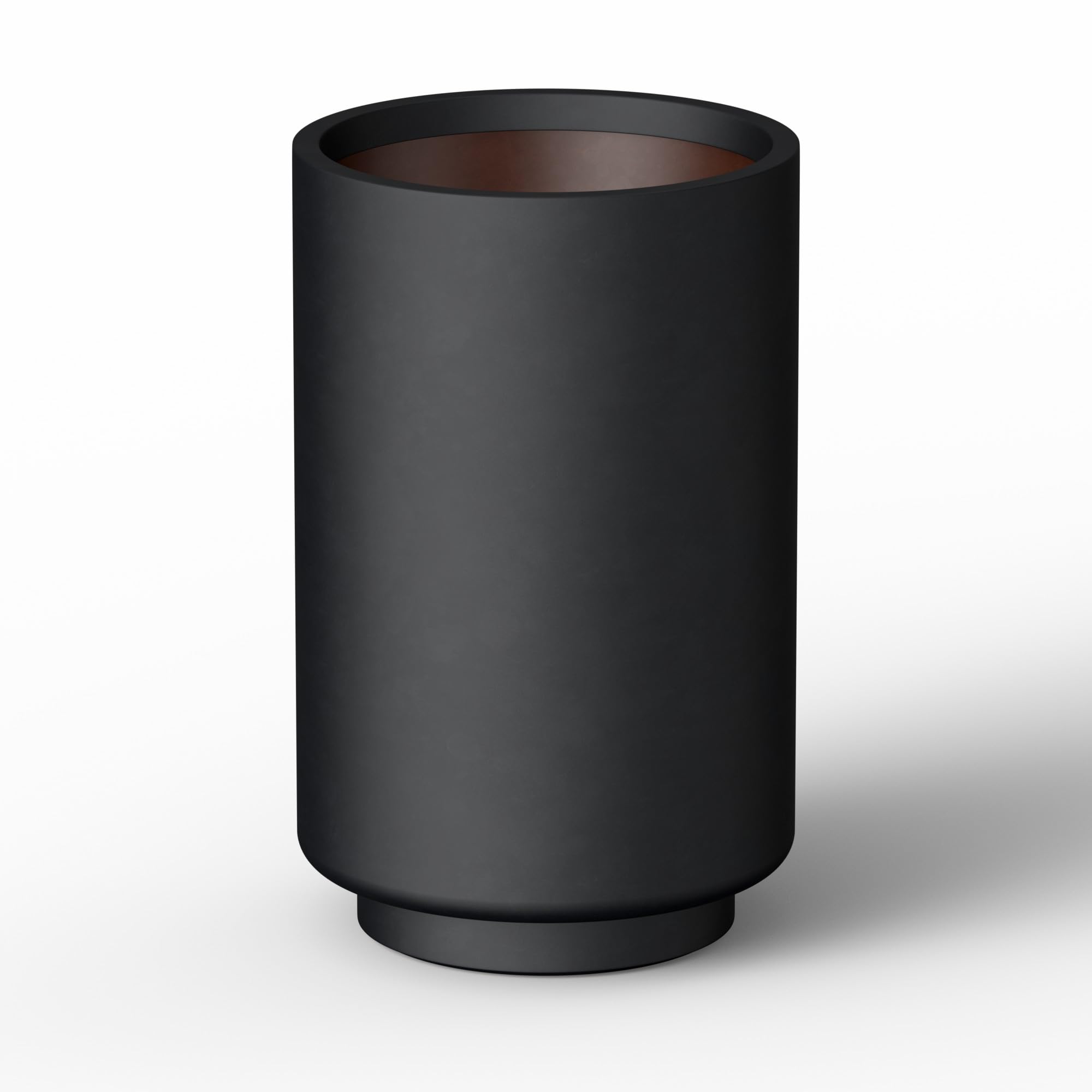 Kante 20.1 Inch Tall Concrete Planter, Round Pedestal Design Garden Pot for Indoor Outdoor Plants, Modern Garden Pot with Drainage Hole, Black Finish with Painted Interior