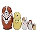 Set of 5 Cute Dog Animal Pattern Russian Nesting Dolls Matryoshka Dolls for Kids Toys Birthday Gift Home Decoration