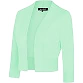 MINTLIMIT Women's Shrug Bolero Open Front 3/4 Sleeve Cropped Cardigan Sweater