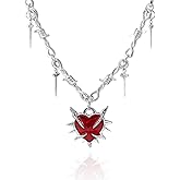 Gothic Thorn Heart Pendant Necklace,Vintage Crystal Heart Necklace Punk Style Victoria Necklace Y2k Aesthetic Hip-Hop Choker Halloween Mystery Jewelry