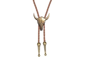 Joxevyia Horse Bolo Tie Western Cowboy Necktie for Men Women Adjustable Brown Leather Cord Running Horse Bola Tie