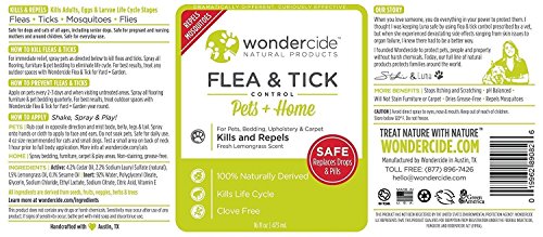 Wondercide - Flea, Tick & Mosquito Spray for Pets and Home with Natural Essential Oils - Killer, Control, Prevention, Treatment - Lemongrass 16 oz
