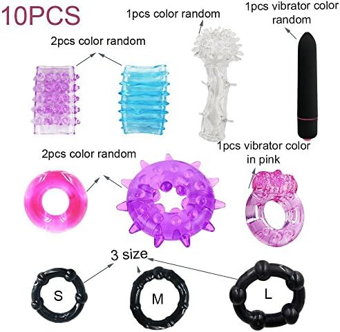 Wearable Body Massager Attachments,Multi Size Rings, Cladding Ring,Extension Ring to Make Prolong Time，Mini Bullet，Extension Massager,Game Parts Set(10pcs/set)ViFancy Ring Set