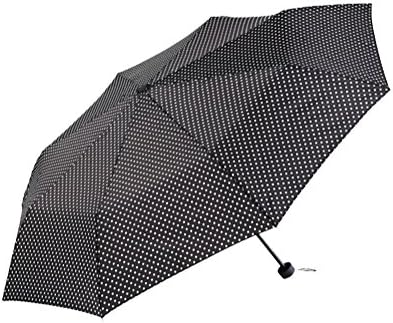 Ayygift Fashion Travel Folding Parasol Polka Dot Rain Sun Umbrella (black)