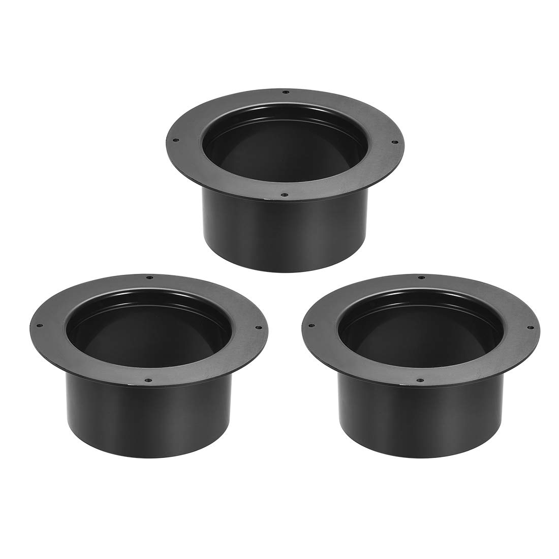 sourcing map Black Straight Duct Connector Flange ABS Plastic Air Outlet Inlet Adaptor for 3.94Inch Dia Hose 3Pcs