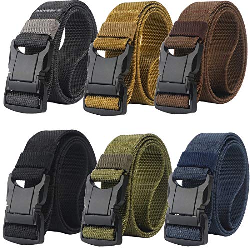 QAZSE Quick Release Nylon Tactical Belt Heavy Duty Web Belt for Men 1.5inch (Black, Large-For waist 42-46\