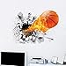 3D Basketball Wall Sticker Decal Living Room Bedroom Decor for Men Teenager Boy Kid Children Baby Room Nursery Wall Art Murals Wallpaper Poster