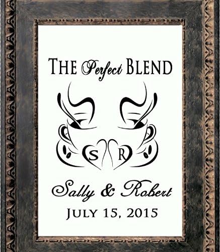 The Perfect blend # coffee Love # Name initials print # Canvas art print gift # Cotton Anniversary Gift # wedding Gift for couple # Unframed