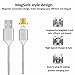 [Upgraded Version] Fantany Magnetic Micro USB Charger Braided Fast Cable, Reversible Detachable Design Cord with LED Indicator Adapter for Android Samsung HTC Huawei Moto LG 3 Ft Silver Mm1