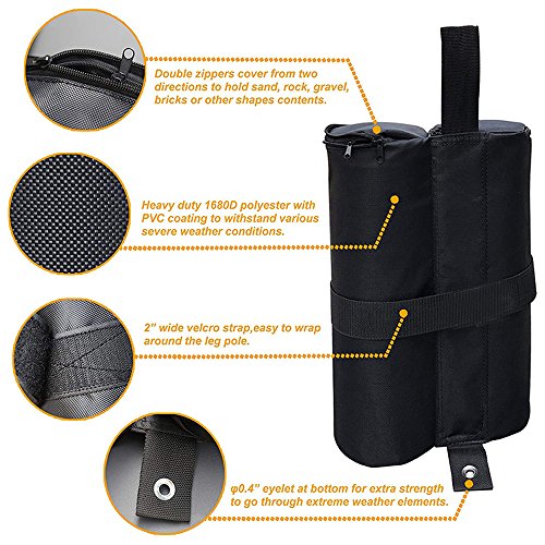 RONGT 60 Lbs Canopy Tent Weight Bags, Water-Proof Pop Up Canopy Tent Sand Bags for Instant Outdoor Sun Shelter Canopy Legs (four set)