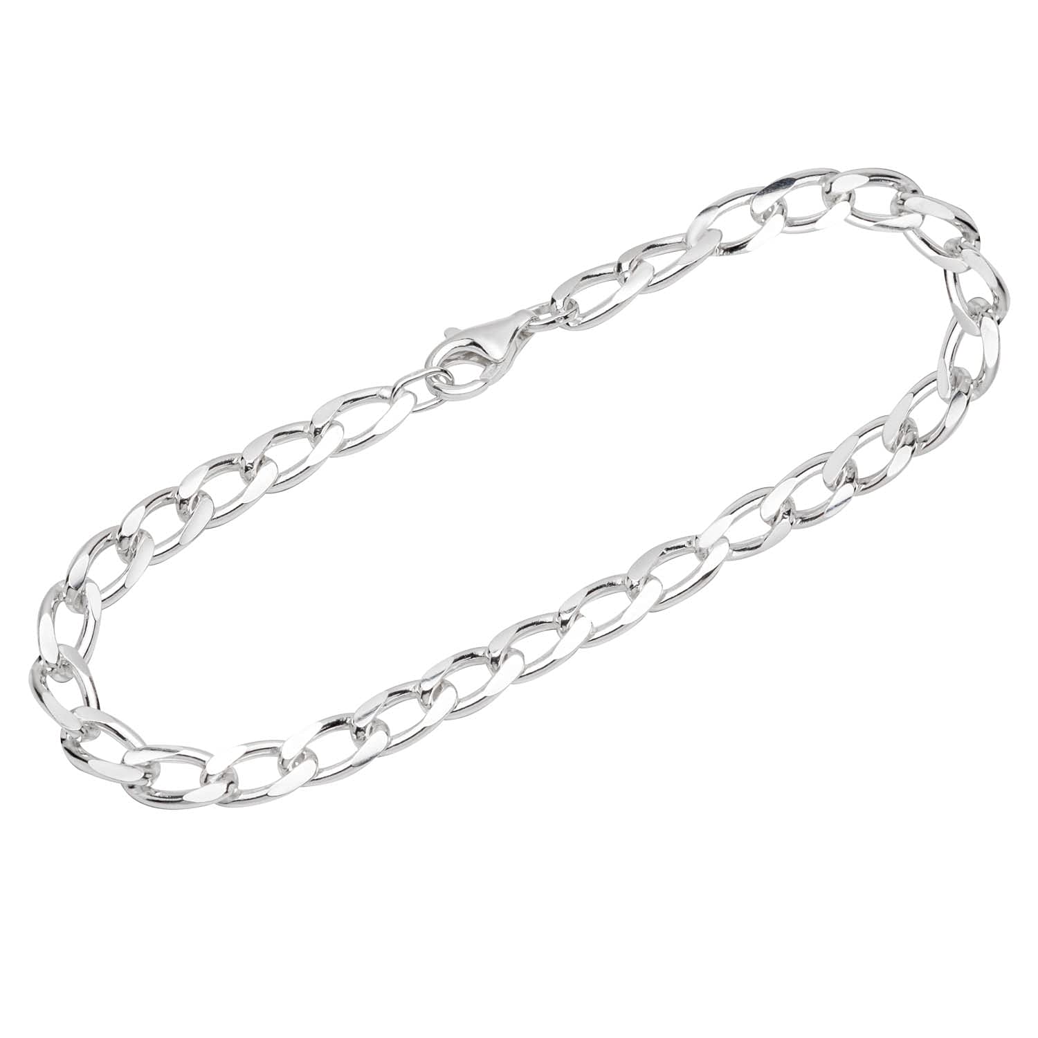 NKlaus bracelet 925 Sterling Silver 23cm long curb chain oval polished men bracelet 12212