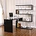 HomCom Rotating Home Office Corner Desk and Storage Shelf Combo - Black
