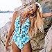 One Piece Swimsuit for Womens Mlide Sexy Backless Cross Bandage Swimwear Deep V Neck Printed Swimming Suit Bluethumb 3