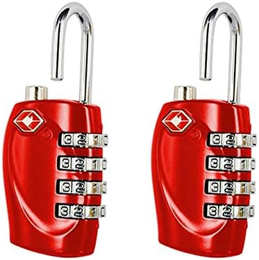 3 Digit TSA Lock Approved Resettable Combination Travel Luggage Package Suitcase Padlock for Best Security Open Alert 2 Pack (Red2)