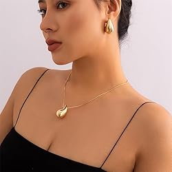 Teardrop Necklace Earrings Chunky Gold Hoop