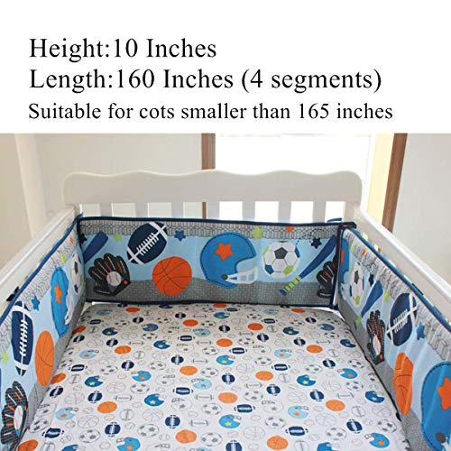 Amomo Crib Bumpers Breathable Baby Bumper Pads 4 Piece for Baby Girl Boy (Blue-Balls) - Thumbnail 6