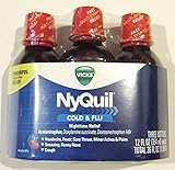 Vick's NyQuil Cold & Flu Liquid Medicine Nighttime Relief 12 Fl Oz, Cherry (Pack of 3)