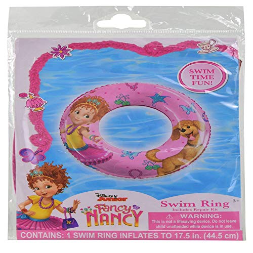 Disney Fancy Nancy Clancy Inflatable Swimming Float Ring Childrens Lifesaver Beach Pool Summer Party Accessory Round PVC Air Blow Swim Floater Outdoor Fun Water Activity Toy for Kids (3 Items)
