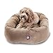 Majestic Pet 32 Inch Suede Calming Dog Bed Washable – Cozy Soft Round Dog Bed with Spine Support for Dogs to Rest their Head - Fluffy Donut Dog Bed 32x23x7 (Inch) - Round Pet Bed Medium – Stone